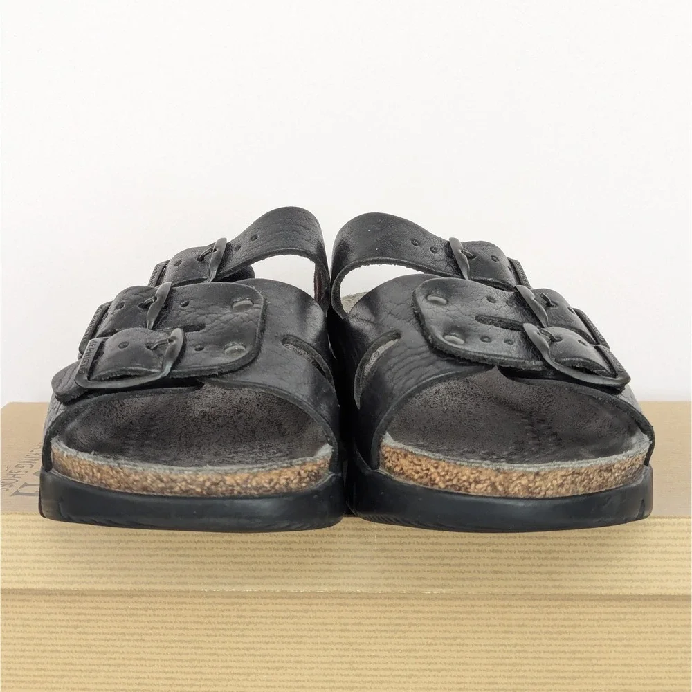 Mephisto Zach Fit Black Comfort Sandal Slide Gray Footbed Men's Size 37 EU